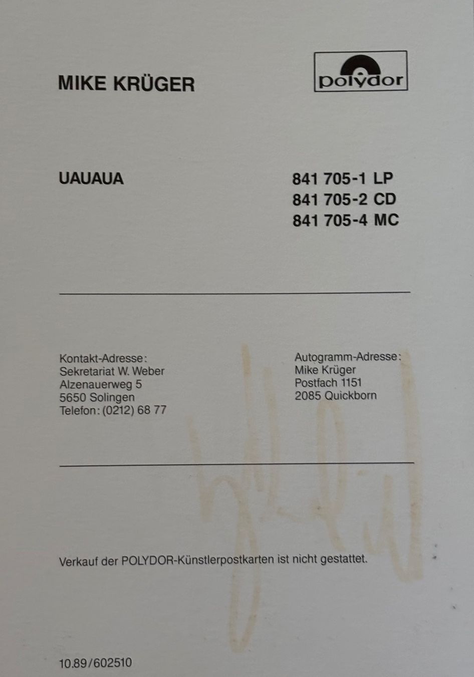 Autografi: Autogramm, Mike Krüger, deutscher Komiker & Sänger – Usato da Frauenfeld venduto da Merk52 1