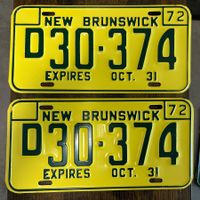 🇨🇦2x Vintage 1972 Autonummer- New Brunswick D30-374 Kanada