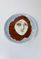 Handgemachte Studio Keramik Platte Portraitmalerei 1989