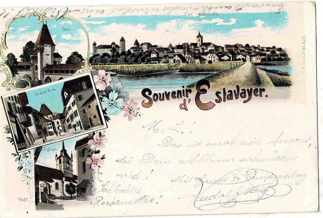 Cartoline postali: Gruss aus Estayvayer  1899 – Usato da Sulz AG venduto da Oberdanne8