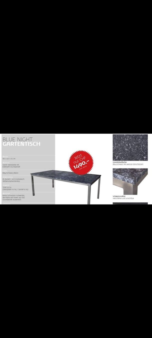 Tische: Granittisch – Neu (gemäss Beschreibung) aus Roggliswil von Boldgranit
