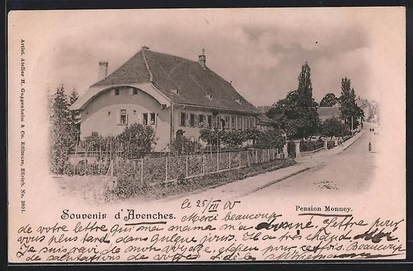 Cartoline postali: AK Avenches, Pension Monney, 1900 – Usato da Berlin venduto da bartko-reher