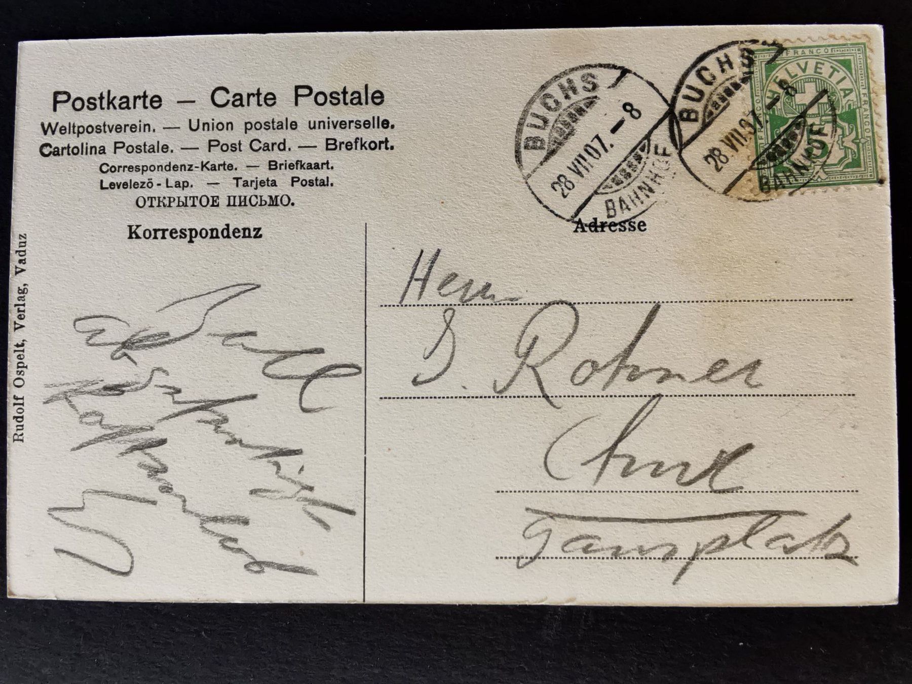 Ansichtskarten: Werdenberg   Schloss   Ansichtskarte  1907   animiert – Gebraucht aus Rheineck von kat_7gld 1