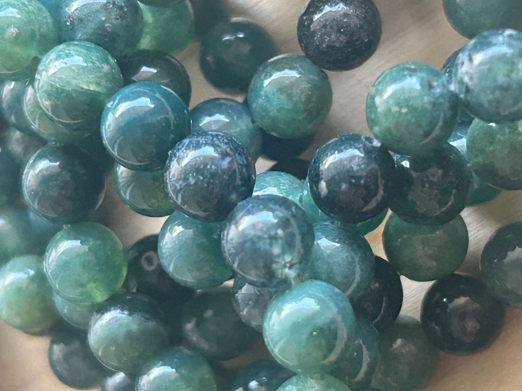 Minerali & Pietre curative: Strang echte Moss agate beads 6 mm – Nuovo e nell'imballaggio originale da Niederrohrdorf venduto da Ytobi 2