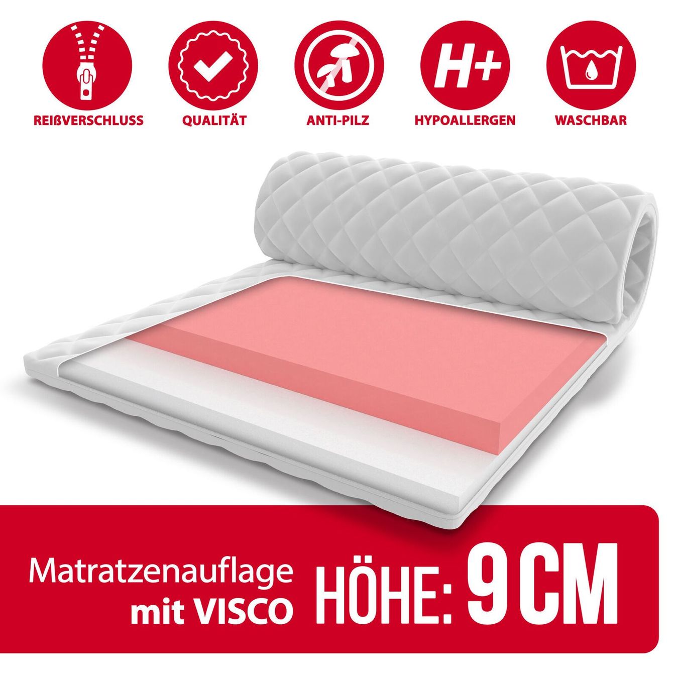 Materassi: Topper 200x200 JACKY - HÖHE: 9cm - H2/H3 - – Nuovo e nell'imballaggio originale da Wallenwil venduto da toesstal-vertrieb