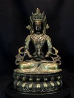 Buddha Figur Bronze, Sitzende Gottheit Nepal