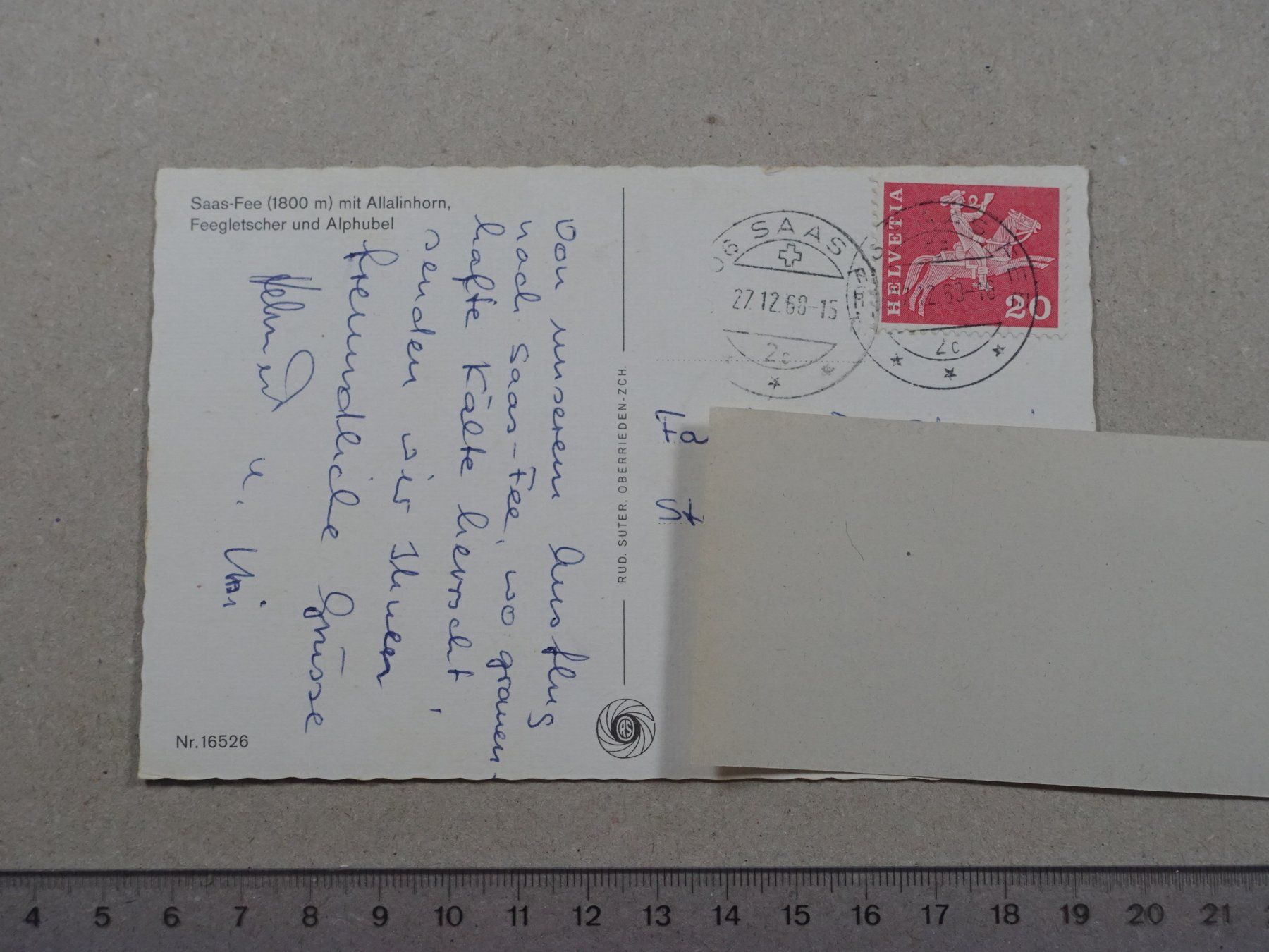 Cartoline postali: Saas-Fee, 1968 – Usato da Lenzburg venduto da fh1 1