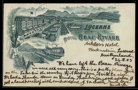 Ansichtskarten: Litho Lucerne, Hotel Beau-Rivage, Blick  – Gebraucht aus Berlin von bartko-reher