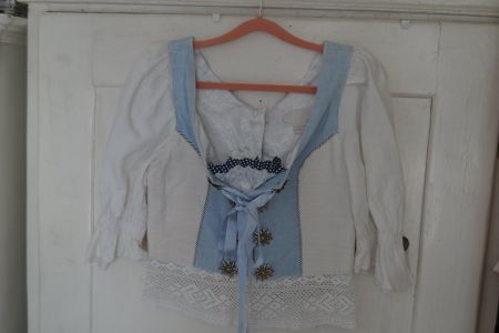 Dirndl Bluse Weiss Blau (Spencer)Gr. 40