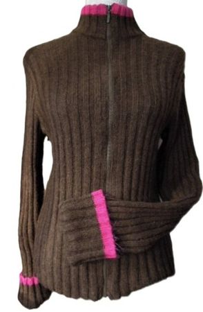 Gr. 36 38 ATHE Cardigan braun pink Acryl Wolle Alpaka Mohair