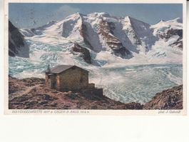 Diavolezzahütte 1924 mit Hüttenstempel, Stabstempel Bernina