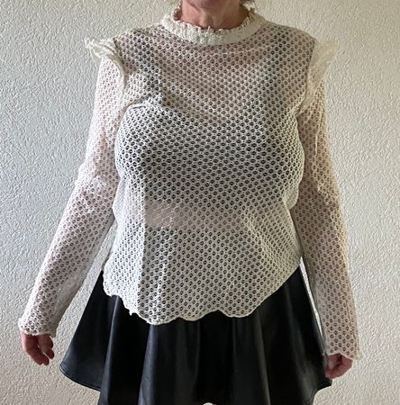Top weiss von KIABI Gr. L durchsichtig Netz-Bluse (Nr. 72)