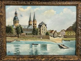 Signiert 1959 Ölgemälde, Flusslandschaftsszene Kunstwerk