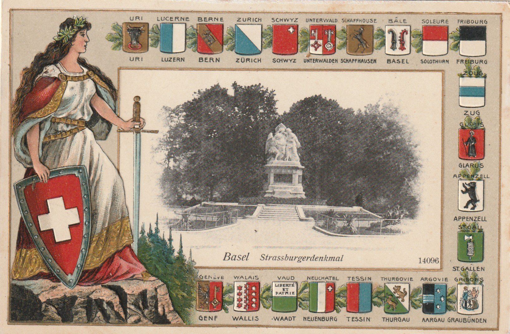 Cartoline postali: Basel Strassburgerdenkmal Prägekarte – Usato da Rorschacherberg venduto da fratovi2