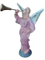 Antike Krippenfigur Engel mit Trompete