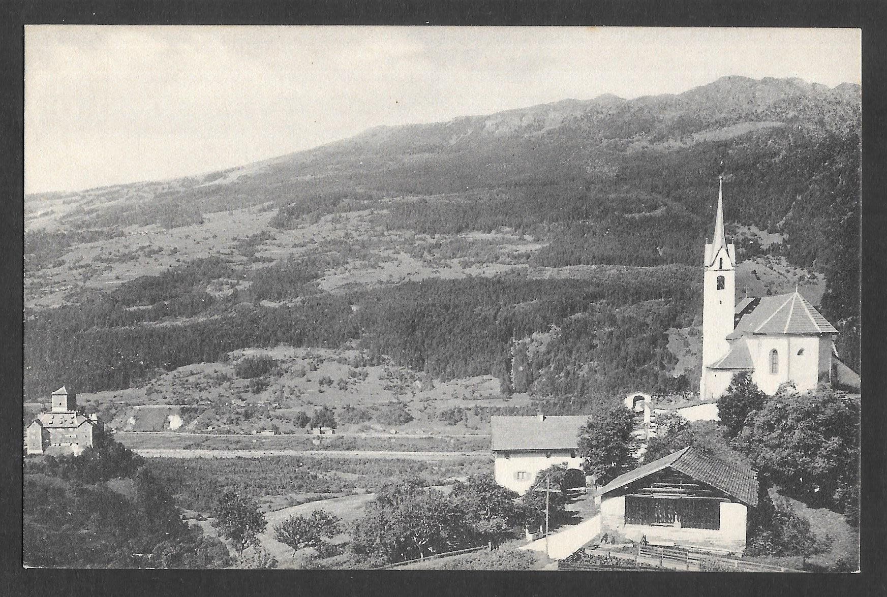 Cartoline postali: Tomils Ansicht mit der Kirche und Ortenstein – Usato da Olten venduto da clotaldi