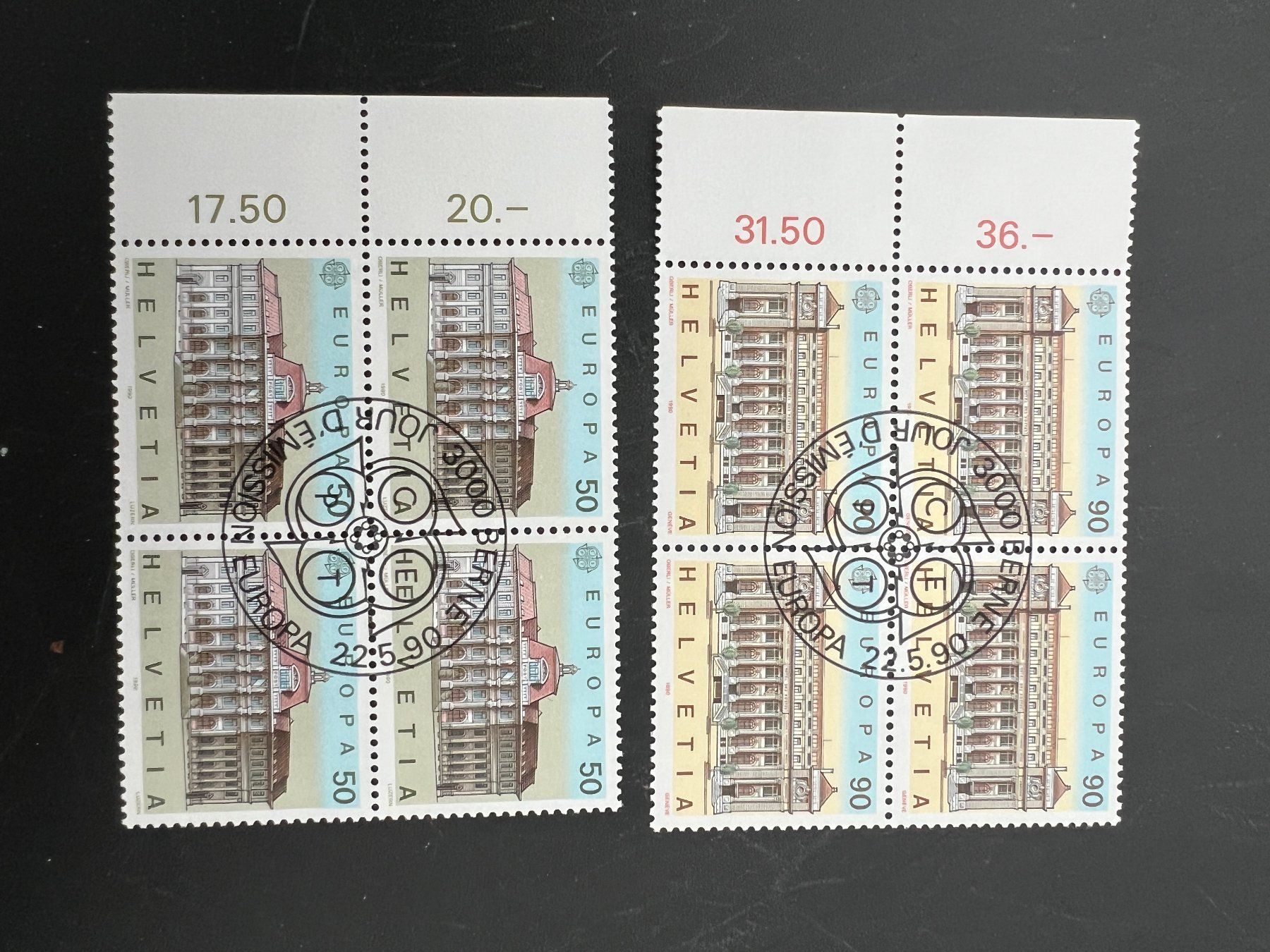 Tutti i francobolli: 1990  Erstag gest.Viererblock mit Tab (K36) – Usato da Hinwil venduto da Sidi4