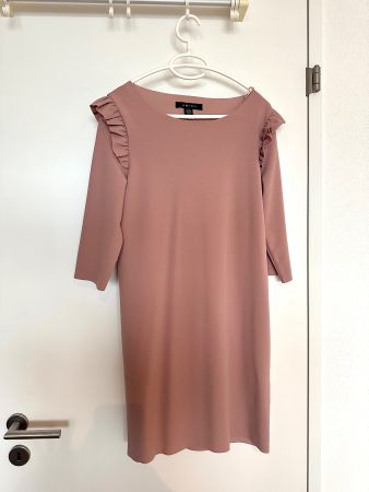 Damenkleid mit Rüschen - S - rosa/taupe - wie NEU!