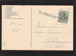Stabstempel See - Romanshorn auf AK Bodensee , gel. 1909