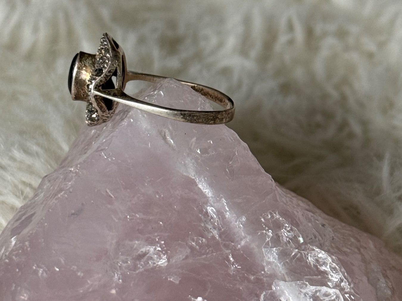 Anelli: Vintage Silberring 925 mit schwarzem Stein – Usato da Istighofen venduto da Ringparadies 1