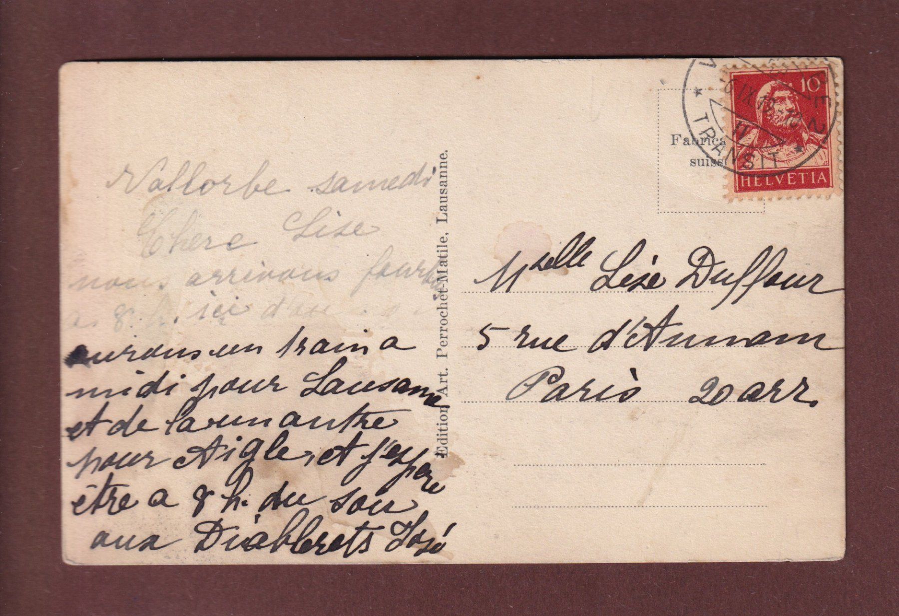 Cartoline postali: VALLORBE - Cascade du Day - 1919 – Usato da Pully venduto da nicecards 1