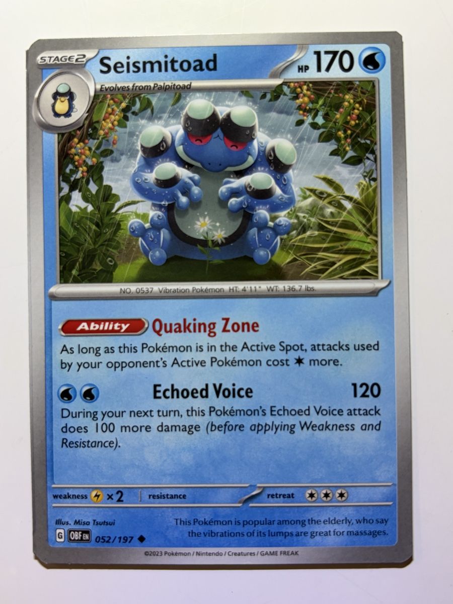 Pokémon Carte collezionabili: Pokemon Karte Miscut Seismitoad Obsidian Flames 052/197 EN – Usato da Galgenen venduto da Miachelle 5