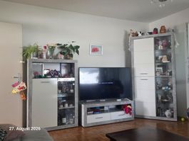 Möbel Set Wohnzimmer weiss/grau 3 Teile Vitrine TV M-