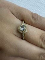 Goldener Herzring mit Zirkonia Steinen, Grösse 54, perfekt!