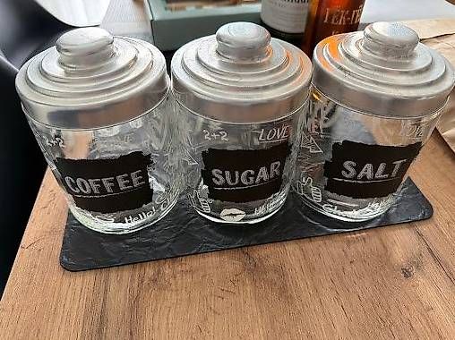 Bicchieri: Coffee, Sugar & Salt Glass Jar Set Vorratsgläser – Usato da Zürich venduto da guid093