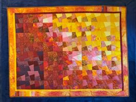 Patchwork Quilt "Sonnenglut" Unikat 141 x 106 cm