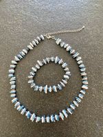 NEU Set Halskette Armband blau schwarz weiss