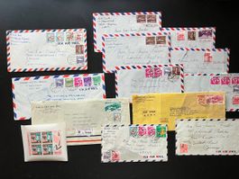 12 Luftpostbriefe Japan 1954-84 plus Block