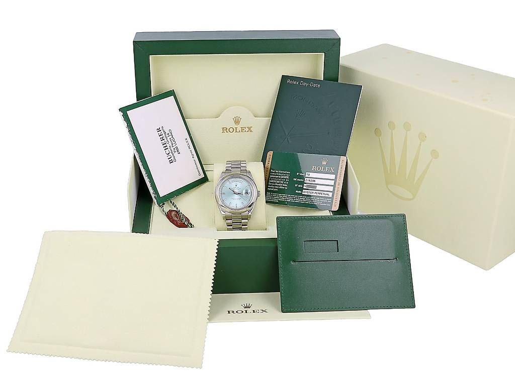 Rolex Orologi: Rolex Day-Date II ref 218206 Ice Dial 41mm 2009 full-set – Usato da Stabio venduto da phi_k5ws