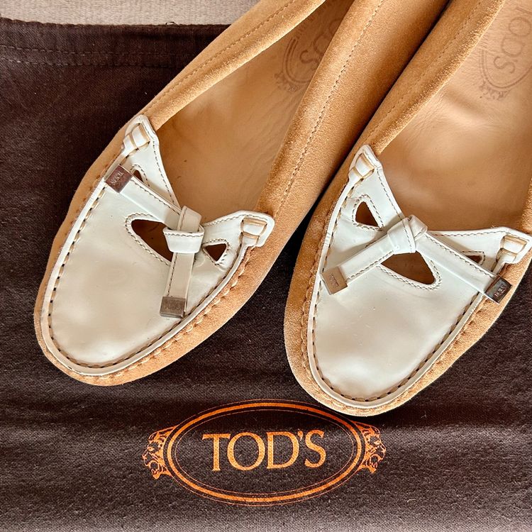 Mocassins Plats Tod's En Cuir Blanc - Chaussures De Conduite Neuves - Pointure 38