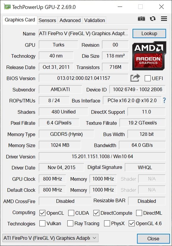 Amd Schede grafiche: AMD FirePro V4900 1GB – Usato da Vevey venduto da souris14 4