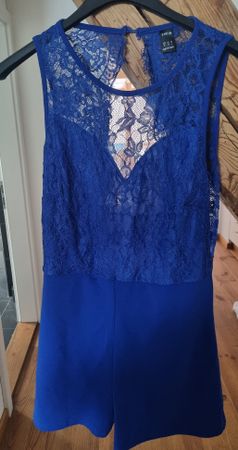 Blauer Spitzen Overall Jumpsuit Gr. M SHEIN elegant festlich