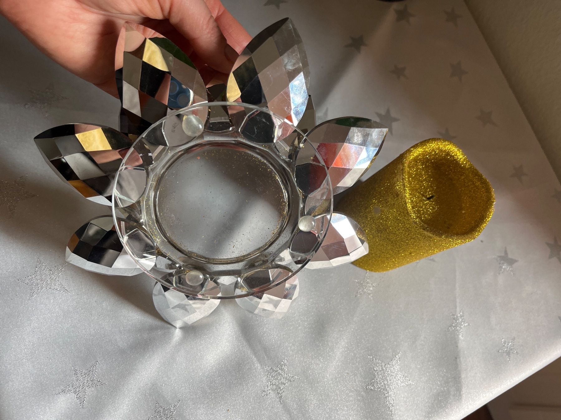 Kerzenständer: Kerzenständer Kristall mit LED Kerze Gold – Gebraucht aus Zürich von becca0041 4