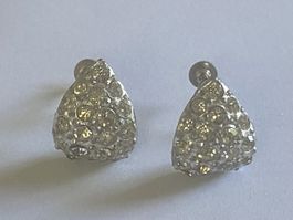 Vintage Ohrringe mit Steinen silberfarben 2x1.5c