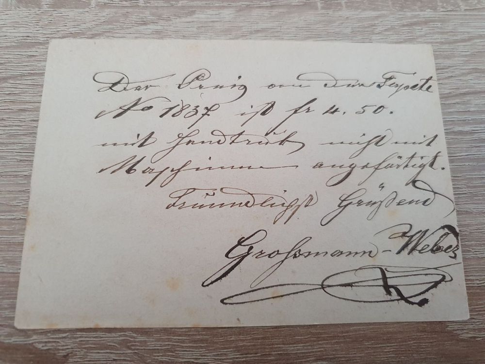 CarteCorrespondance Tapetenfabrik Grossmann er Zürich Kaufen auf