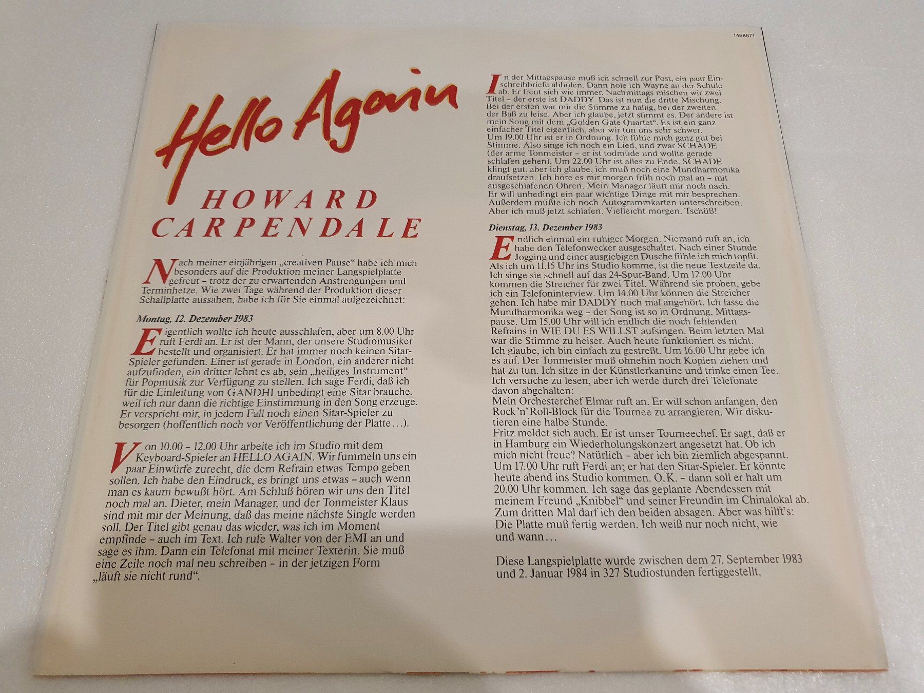 Schallplatten: Howard Carpendale – Hello Again – Gebraucht aus Uster von Vinyl-Leidenschaft 3
