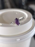 Amethyst Ring, filigran, 925 Silber Grösse verstellbar