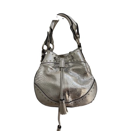 Roberto Cavalli Silver studded leather bucket bag