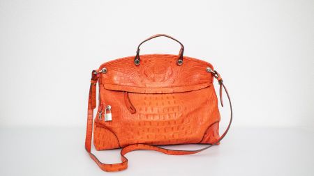 FURLA Tote Bag – Krokodilprägung – Orange – Made in Italy