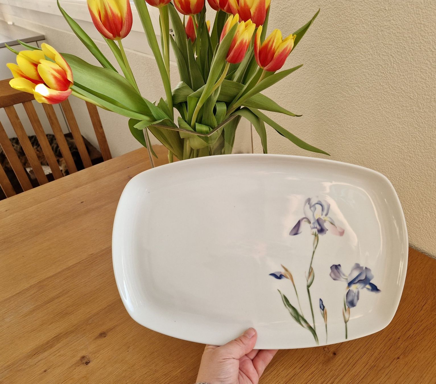 Piatti di portata: Servierplatte /Kuchenplatte /Teller gross,eckig,Blumen – Usato da Siblingen venduto da Vany_McDougall