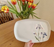 Servierplatte /Kuchenplatte /Teller gross,eckig,Blumen