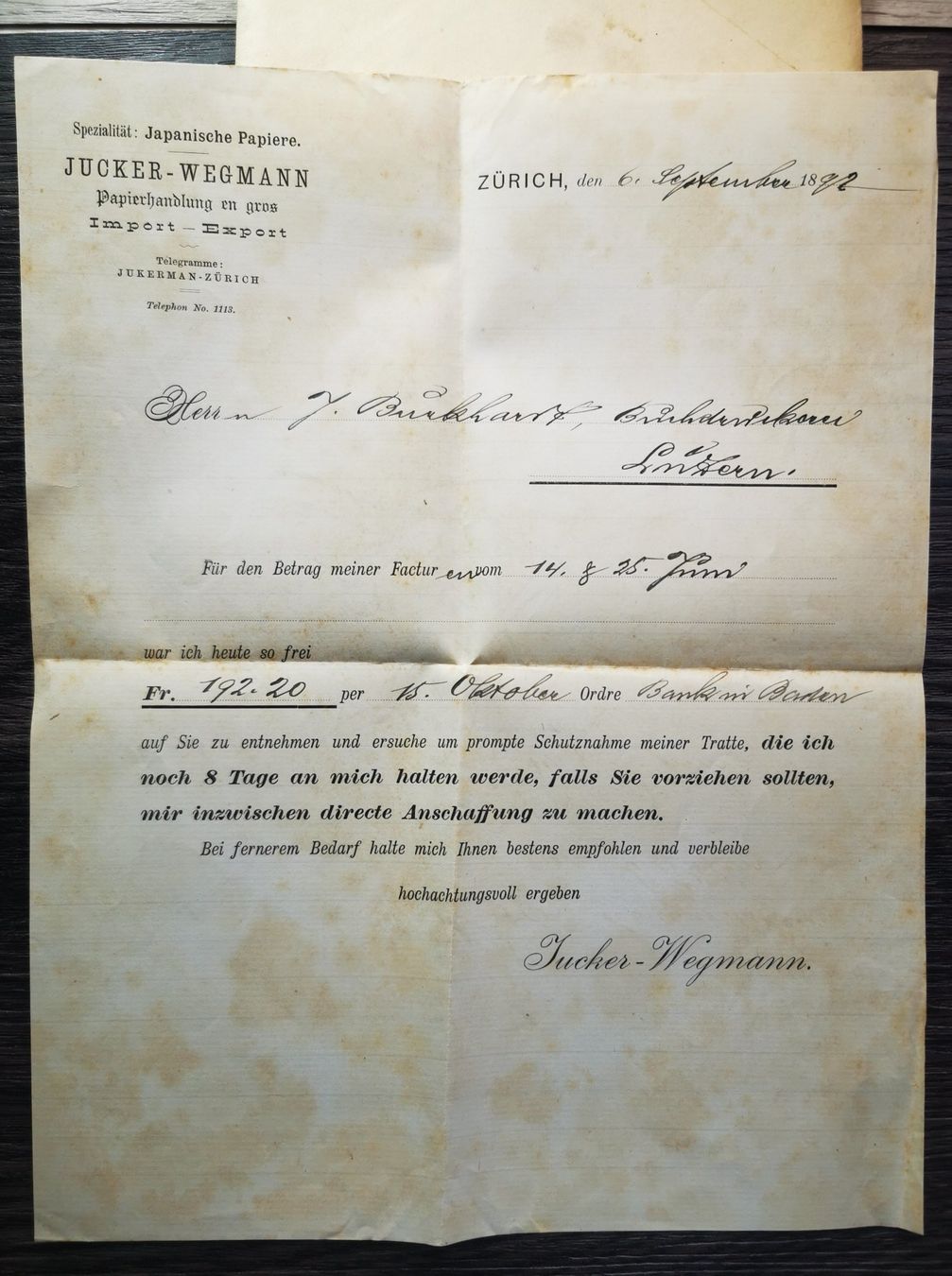 Tutti i francobolli: TR48 Enveloppe + Timbre Suisse 1892 – Usato da Cousset venduto da Patrick_Collections 2