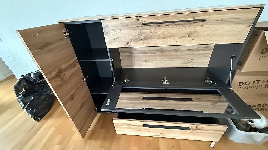 Cassettiere: Modernes Sideboard / Highboard Holzoptik & Anthrazit  – Usato da Hochdorf venduto da Lilporto 2