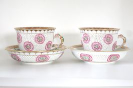 HEREND HUNGARY Prince of Wales double walled cups w. saucers