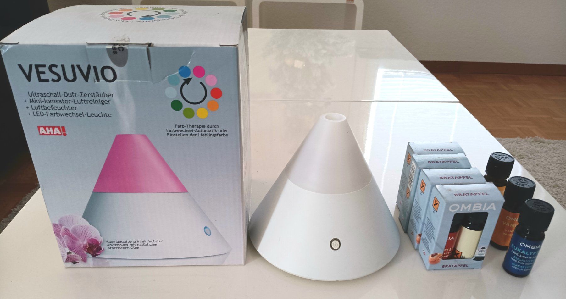 Diffusori di oli essenziali: Duftzerstäuber + Duftöle Set mit LED Farbwechsel – Usato da Aarau venduto da Yeeaaah 1