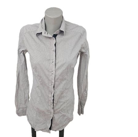 Eterna Bluse Gr. 36 weiss gemustert Stretch Baumwolle